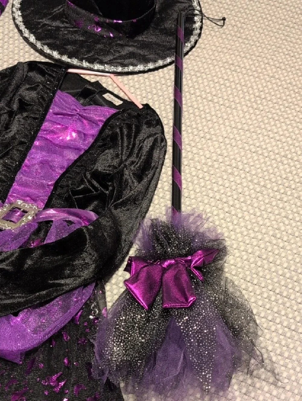 Spirit Girls Black and Purple Sparkle Witch Costume Dress - Picture 6 of 11